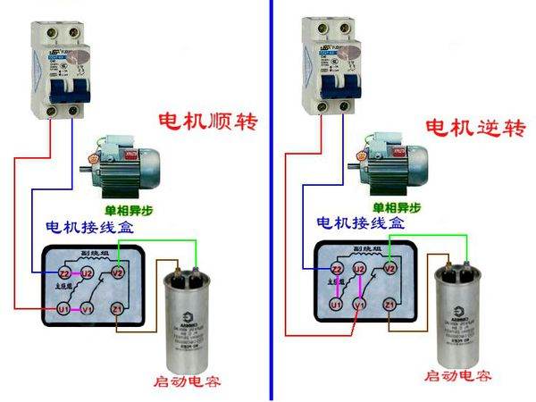 單相異步電動機正反轉接線